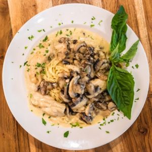 Pasta with Chicken Breast and Mushroom Sauce